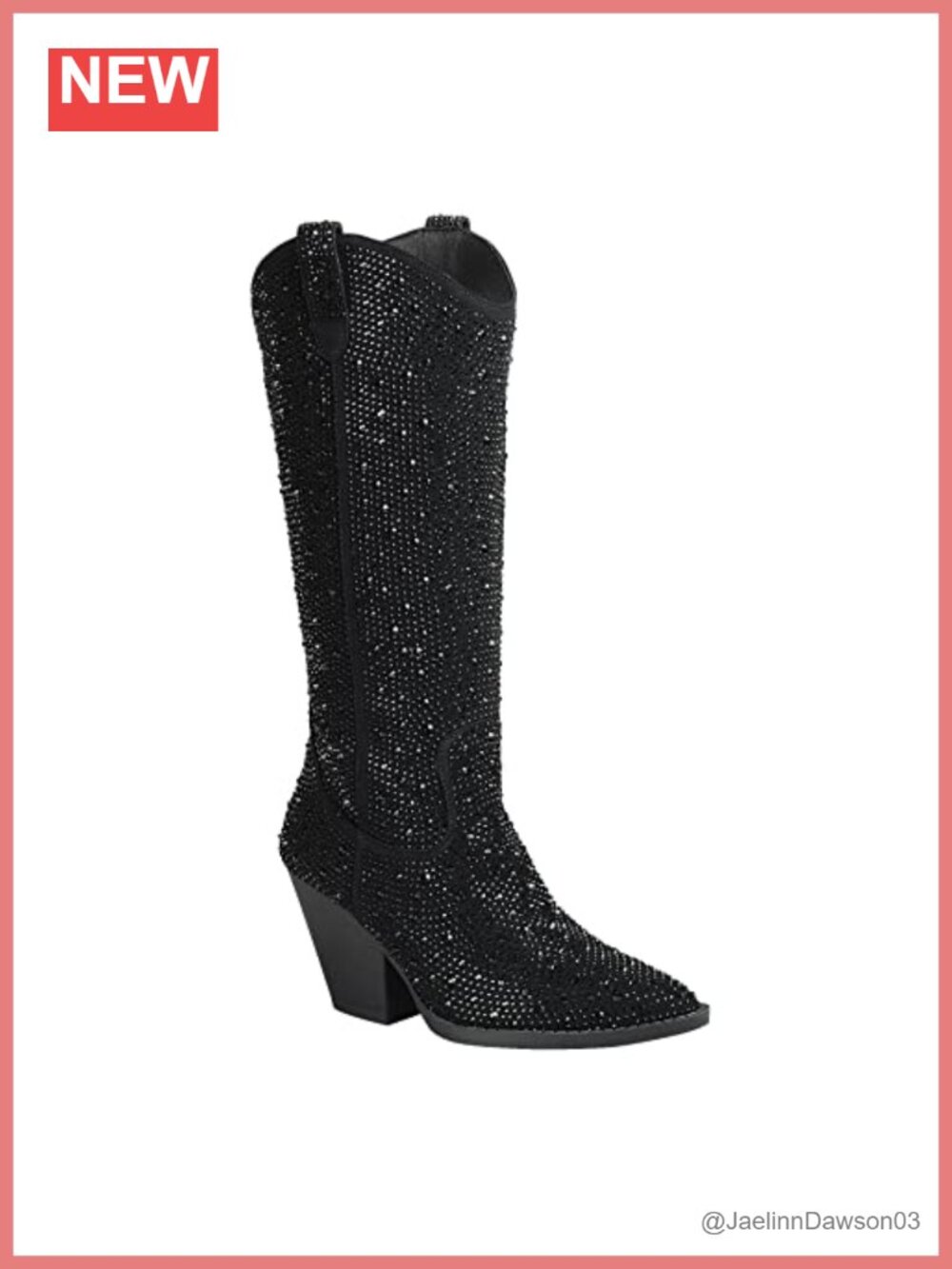 Women's Cowgirl Knee High Boots Rhinestone Pointed Toe Faux Suede